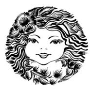 decorative floral silhouette of a woman face