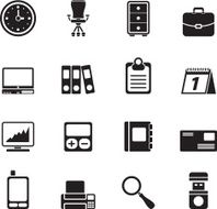 Silhouette Business and office icons N31