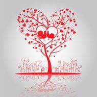 Lovely tree with doves and flowers N2