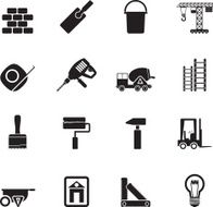 Silhouette Construction and building Icons N3