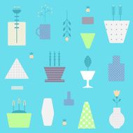 Abstract seamless pattern with flower pots in vector N10
