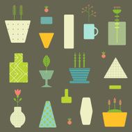 Abstract seamless pattern with flower pots in vector N11
