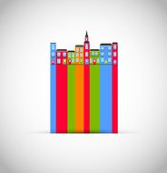 The colour abstract houses are presented as continuation of line