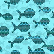 seamless blue background with fish N2