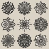 circular floral pattern set