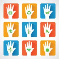 United for ecology concept with hands