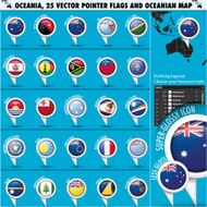 Australian Oceania Round Pointer Flag and map N2