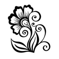 Beautiful Decorative Flower with Leaves (Vector) N62