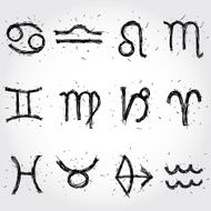 Zodiac sign set black contour drawing by hand Vector N2