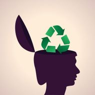 Thinking concept-Human head with recycle symbol N2