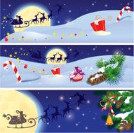 Set of Christmas and New Year horizontal banners with reindeers N2