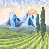 Stylized landscape in origami style N2