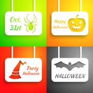 Pumpkin bat hat and spider paper applique background set