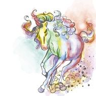 Free horse run in rainbow colors