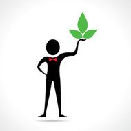Man holding a leaf icon