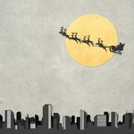 Santa Claus On Sledge With Deer And Moon recycled papercraft N6