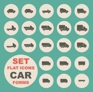 Set of flat icons car form N2