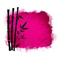 Watercolor square paint stain and bamboo trees N2