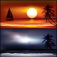 Day and Night on a beach