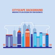 Cityscape background City building silhouettes Flat design N4