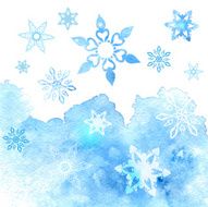 Watercolor abstract background with snowflakes