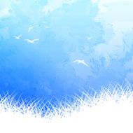 Sky Bird Silhouette Watercolor