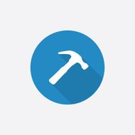Hammer Flat Blue Simple Icon with long shadow