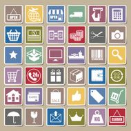 Shopping and logistic icons Sticker set vector N2