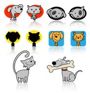 Set of cats and dogs icons Vector illustration