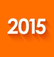 New year 2015 in flat style on orange background