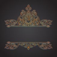 Vector lace card in eastern style on dark background N4