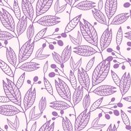 Striped leaves and berries seamless pattern background