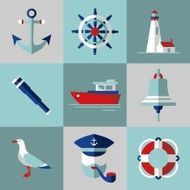 Sea icons in flat style N2