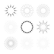 Set of sparkles and starbursts with rays Design elements