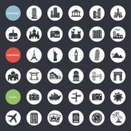 Set of web icons for buildings landmarks and travel N2