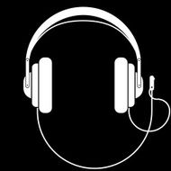 White Headphones Silhouette on a black background Vector