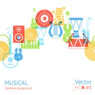 Gorizontal seamless pattern of silhouette musical instruments V