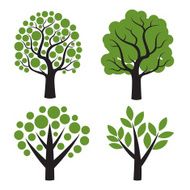 Set of vector tree with green leafs N4