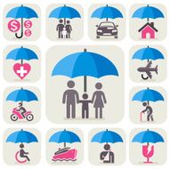 Insurance protection concept icons N3