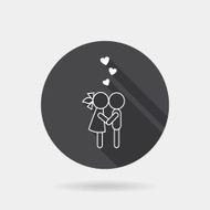 Flat couple icon with long shadow