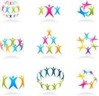 abstract people icons - groups and teamwork N2