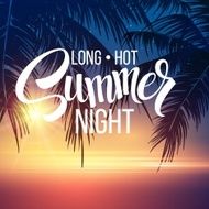 Summer Night Palm trees in the night Vector illustration N5