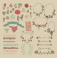 Big set of floral graphic design elements N29