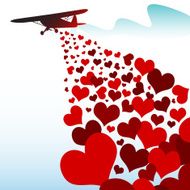 Hearts Falling From a Plane (vector) N2