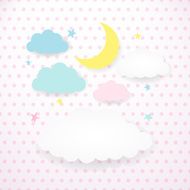 Kids background with moon clouds and stars N2