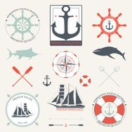 Set of sea signs and labels N6