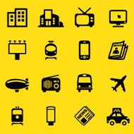 Advertising Media Yellow Silhouette icons N2