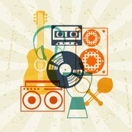 Background with musical instruments in flat design style N3