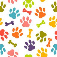Dog paw seamless pattern
