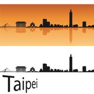 Taipei skyline in orange background